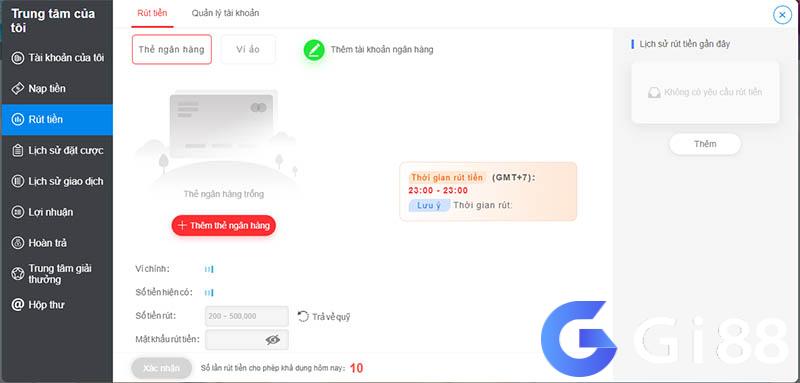 Rút tiền Gi8 thành công