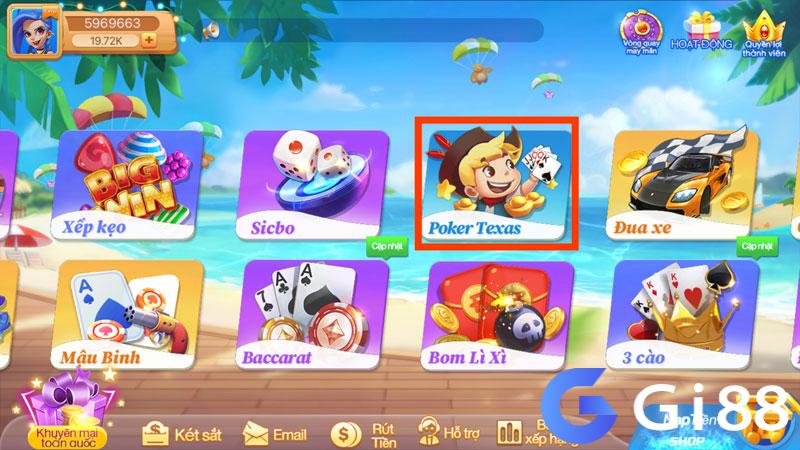 Chọn chơi Poker Texas