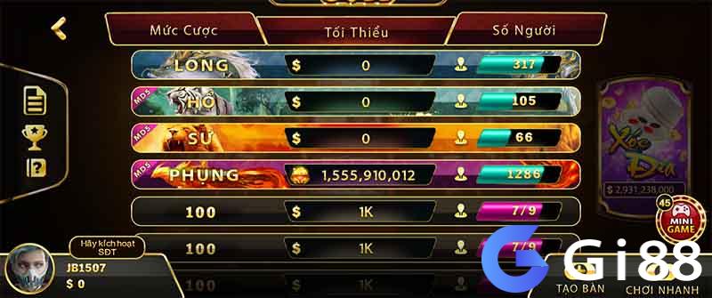 Chọn bàn chơi xóc đĩa