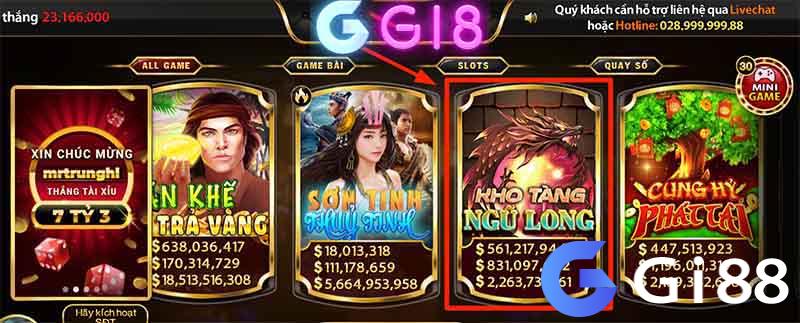 Sảnh chọn Kho Tàng Ngũ Long Gi8